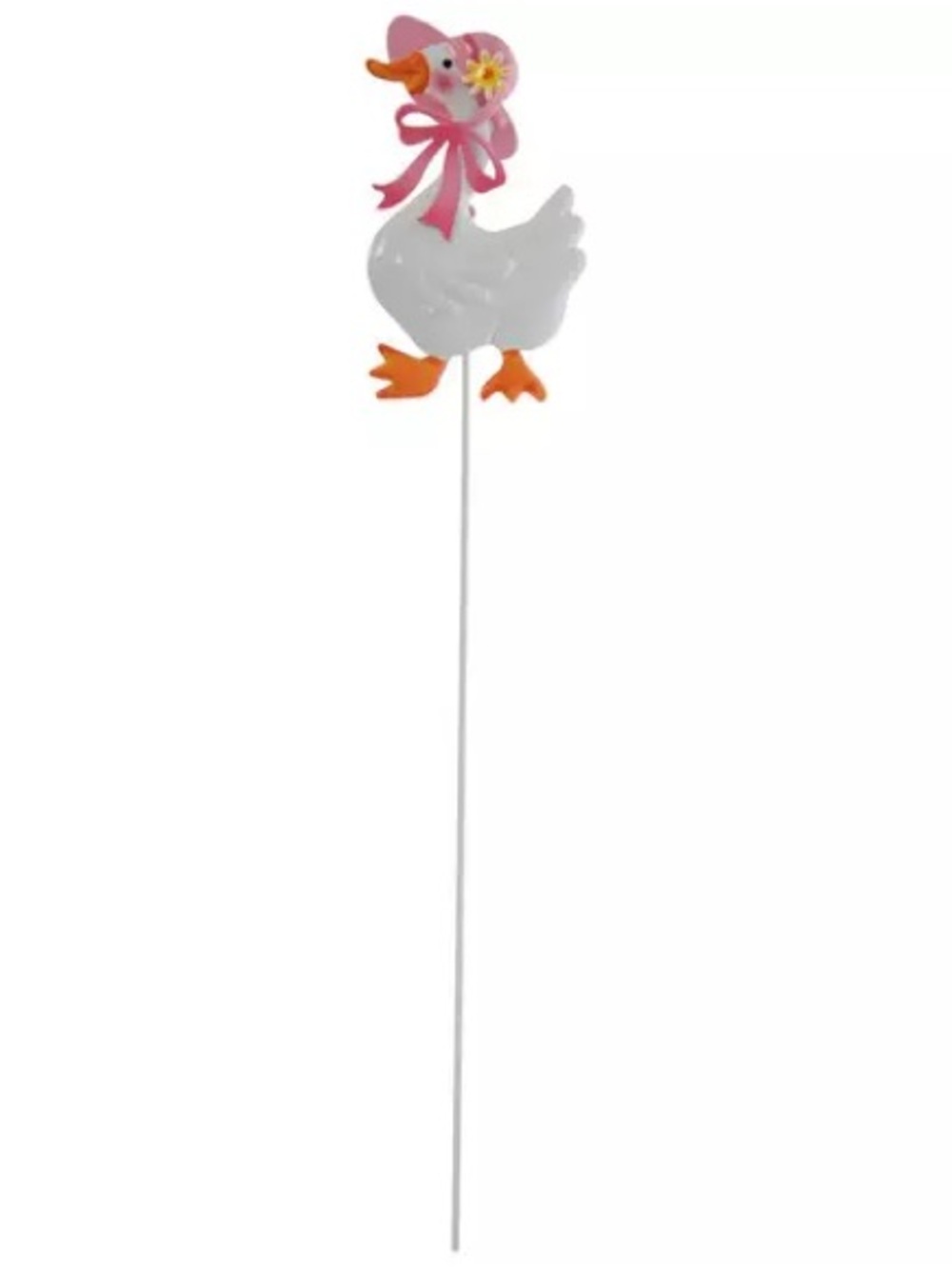 NWT Hobby Lobby Goose with Pink Bonnet Metal Garden Pick